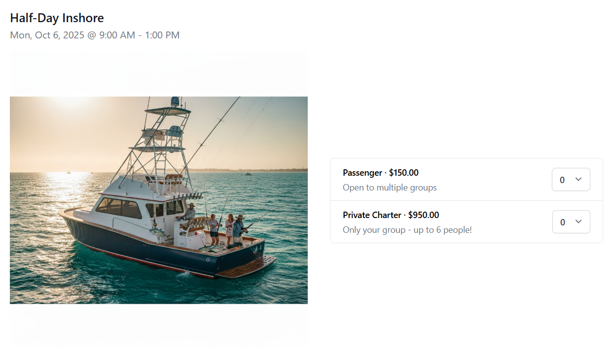 BookingTerminal Charter Example